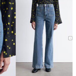 & other stories Wide Leg Blue Jean Denim Retro Pocket High Waist 29